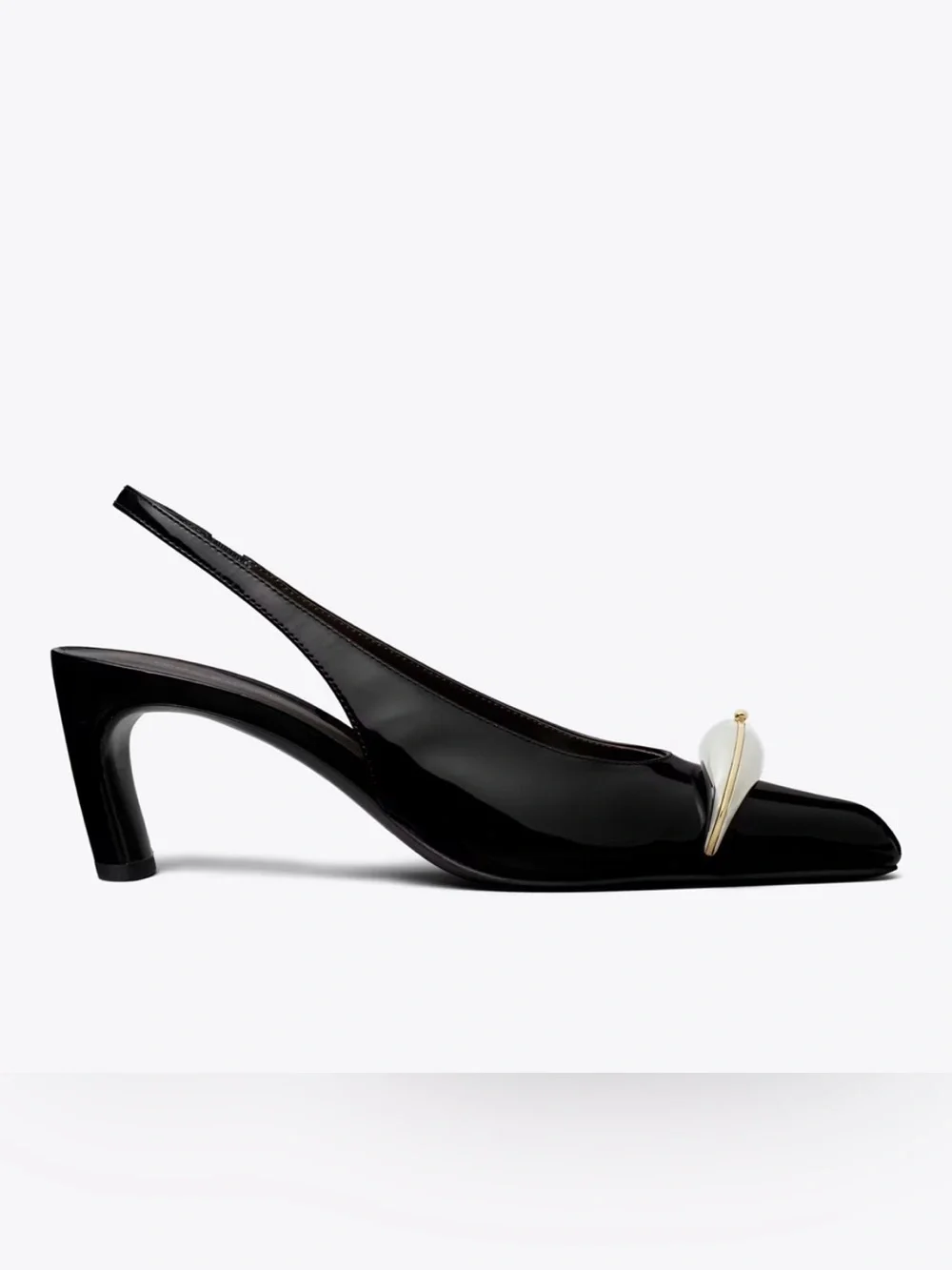 Tory Burch Pierced Black Patent Leather Slingback Heels - Size 8.5